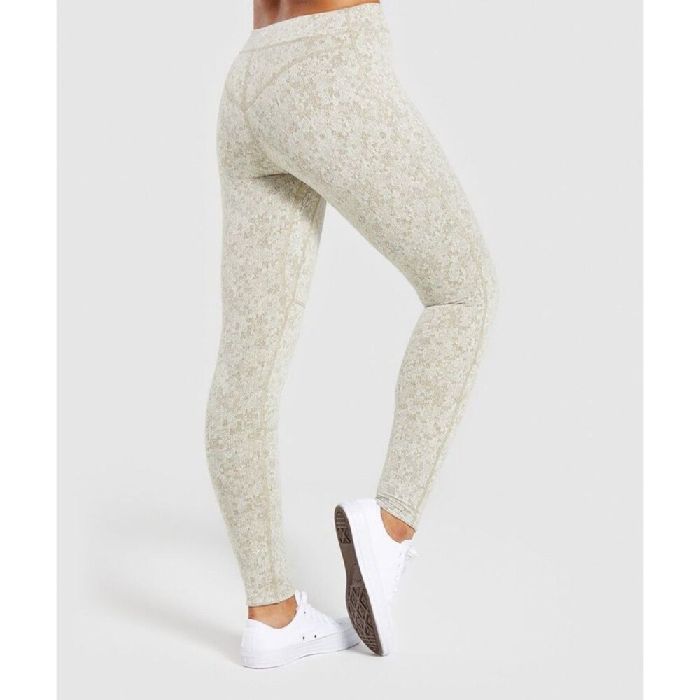Gymshark fleur texture khaki leggins high wasited womens XS